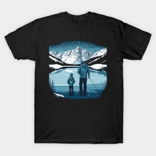 dad and son ice fishing T-Shirt